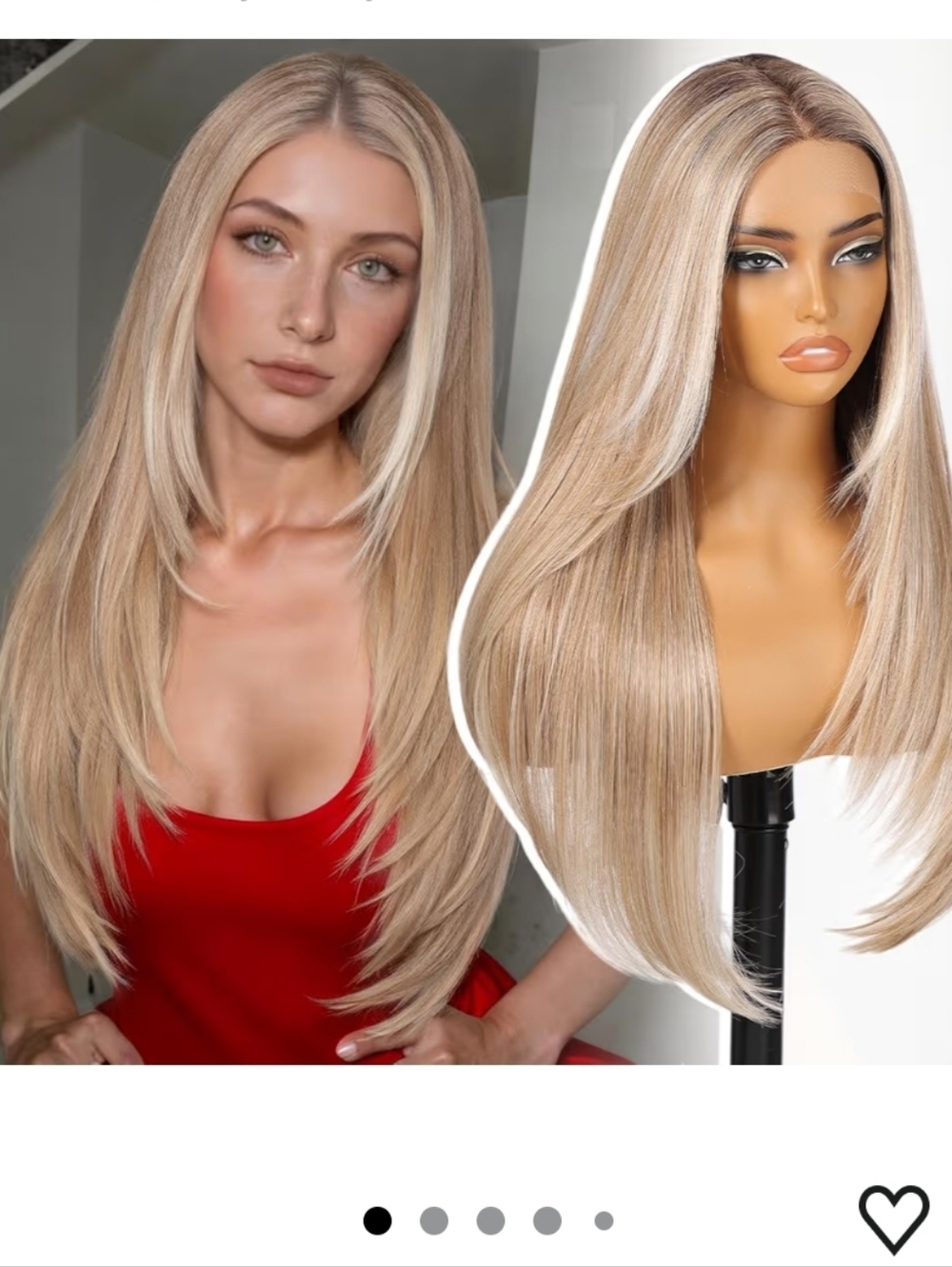 26" Long Straight Dirty Blonde Lace Front Wig with Subtle Highlights